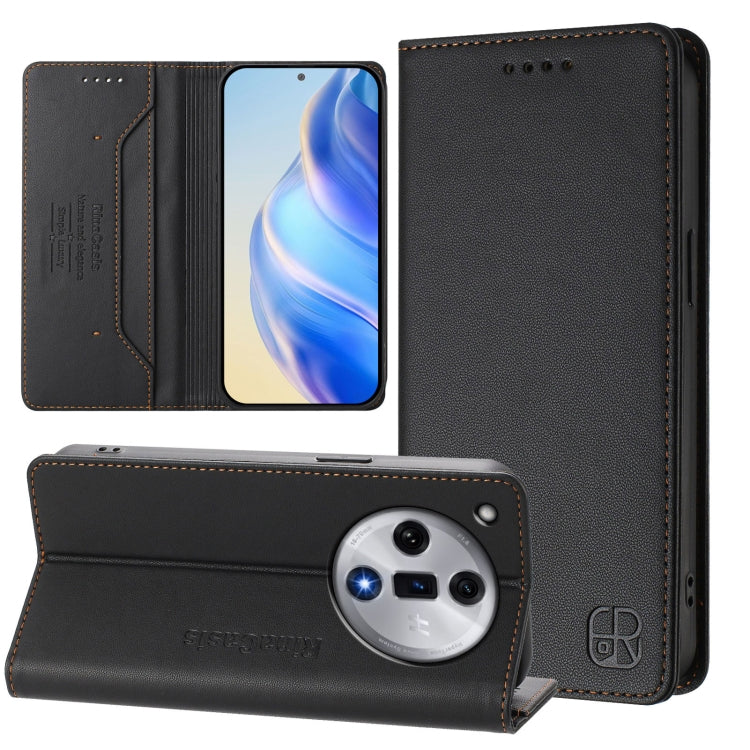 RC01 Dual-Folded Magnetic Suction RFID Leather Phone Case, For OPPO A60 4G Global, For OPPO A3 Pro 5G Global, For OPPO Reno11 F 5G Global, For OPPO Find X7, For OPPO Reno11 5G Global, For OPPO Reno11 Pro 5G Global