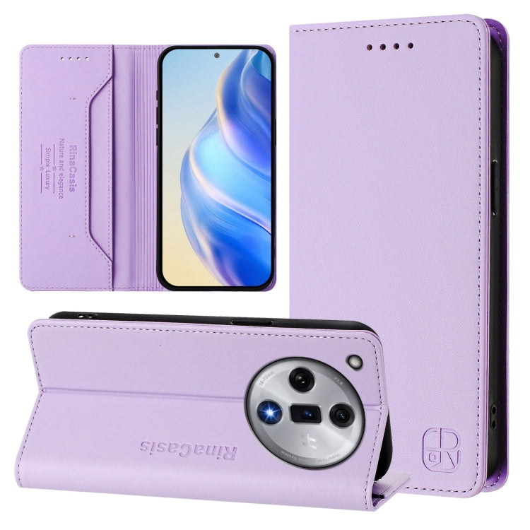 RC01 Dual-Folded Magnetic Suction RFID Leather Phone Case, For OPPO A60 4G Global, For OPPO A3 Pro 5G Global, For OPPO Reno11 F 5G Global, For OPPO Find X7, For OPPO Reno11 5G Global, For OPPO Reno11 Pro 5G Global