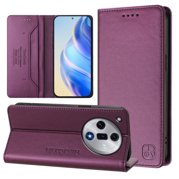 RC01 Dual-Folded Magnetic Suction RFID Leather Phone Case, For OPPO A60 4G Global, For OPPO A3 Pro 5G Global, For OPPO Reno11 F 5G Global, For OPPO Find X7, For OPPO Reno11 5G Global, For OPPO Reno11 Pro 5G Global