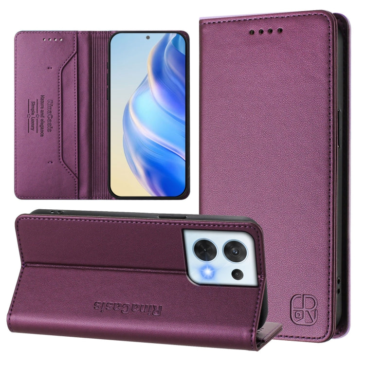RC01 Dual-Folded Magnetic Suction RFID Leather Phone Case, For OPPO Reno9 5G / Reno9 Pro 5G, For OPPO A17 4G Global / A17k, For OPPO A77 5G / A97 5G, For OPPO Reno8 Pro 5G Global, For OPPO Reno8 5G, For OPPO A36 4G / A76 4G / A96 4G / K10 4G