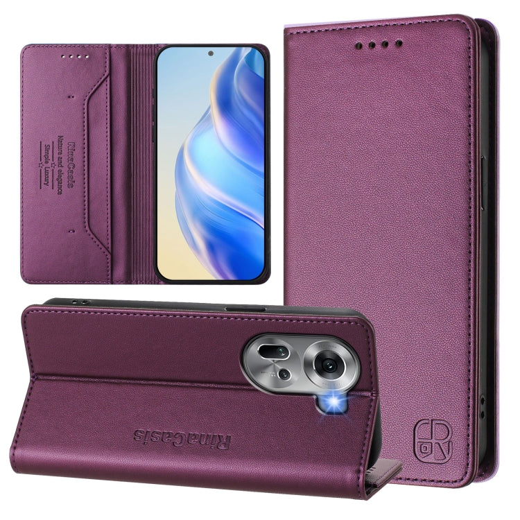 RC01 Dual-Folded Magnetic Suction RFID Leather Phone Case, For OPPO A60 4G Global, For OPPO A3 Pro 5G Global, For OPPO Reno11 F 5G Global, For OPPO Find X7, For OPPO Reno11 5G Global, For OPPO Reno11 Pro 5G Global