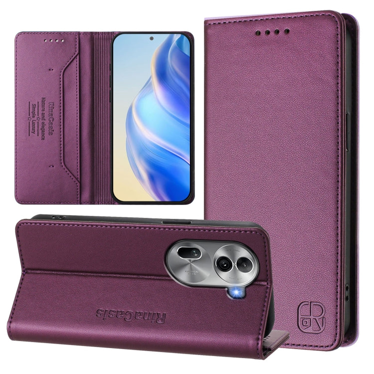 RC01 Dual-Folded Magnetic Suction RFID Leather Phone Case, For OPPO A60 4G Global, For OPPO A3 Pro 5G Global, For OPPO Reno11 F 5G Global, For OPPO Find X7, For OPPO Reno11 5G Global, For OPPO Reno11 Pro 5G Global