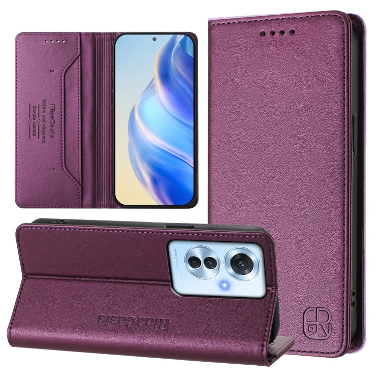 RC01 Dual-Folded Magnetic Suction RFID Leather Phone Case, For OPPO A60 4G Global, For OPPO A3 Pro 5G Global, For OPPO Reno11 F 5G Global, For OPPO Find X7, For OPPO Reno11 5G Global, For OPPO Reno11 Pro 5G Global