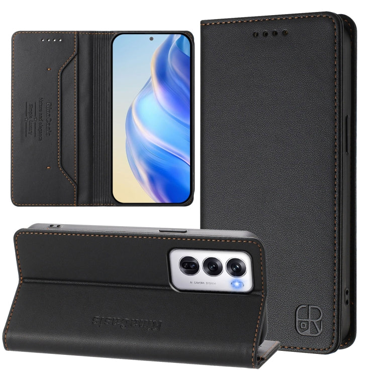 RC01 Dual-Folded Magnetic Suction RFID Leather Phone Case, For OPPO A80 5G EU / K12x 5G, For OPPO K12x 5G Global, For OPPO Reno12 F 5G / 4G Global, For OPPO Reno12 Pro 5G Global, For OPPO Reno12 5G Global, For OPPO A2 Pro 5G / F27 Pro 5G