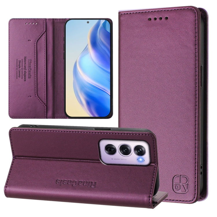 RC01 Dual-Folded Magnetic Suction RFID Leather Phone Case, For OPPO A80 5G EU / K12x 5G, For OPPO K12x 5G Global, For OPPO Reno12 F 5G / 4G Global, For OPPO Reno12 Pro 5G Global, For OPPO Reno12 5G Global, For OPPO A2 Pro 5G / F27 Pro 5G