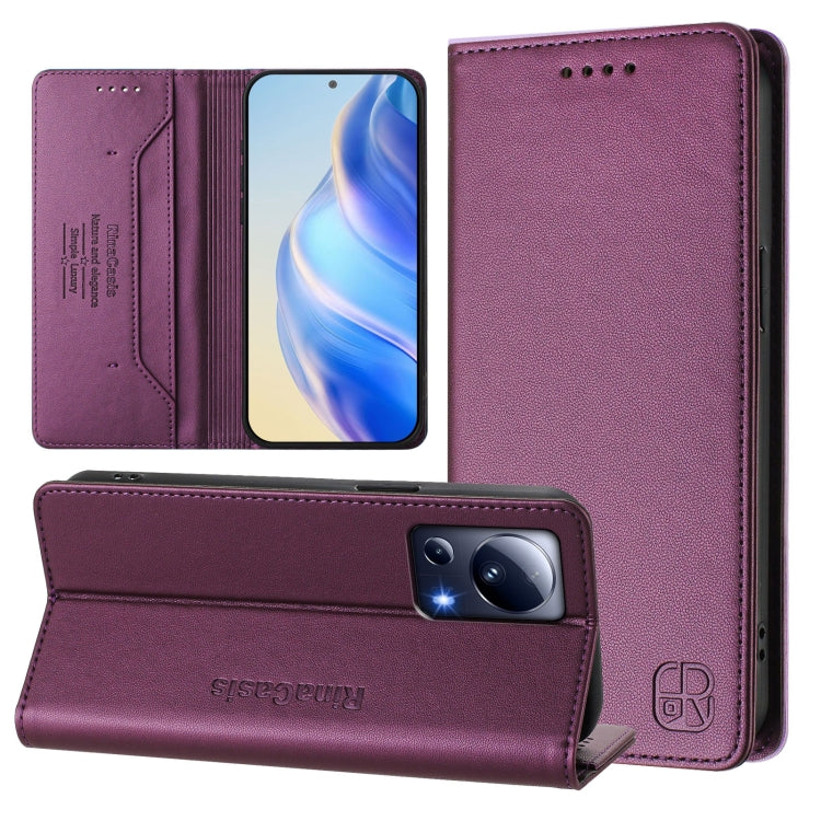 RC01 Dual-Folded Magnetic Suction RFID Leather Phone Case, For Xiaomi 13 Ultra, For Xiaomi Civi 3 5G, For Xiaomi 13 Lite 5G / Civi 2, For Xiaomi 13 Pro 5G, For Xiaomi 13 5G, For Xiaomi 12S Ultra