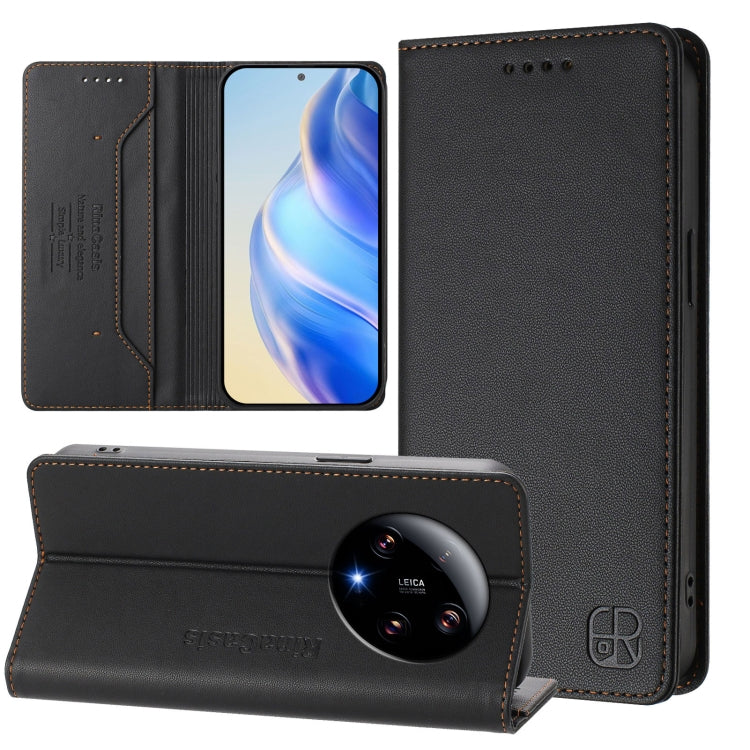 RC01 Dual-Folded Magnetic Suction RFID Leather Phone Case, For Xiaomi 13 Ultra, For Xiaomi Civi 3 5G, For Xiaomi 13 Lite 5G / Civi 2, For Xiaomi 13 Pro 5G, For Xiaomi 13 5G, For Xiaomi 12S Ultra