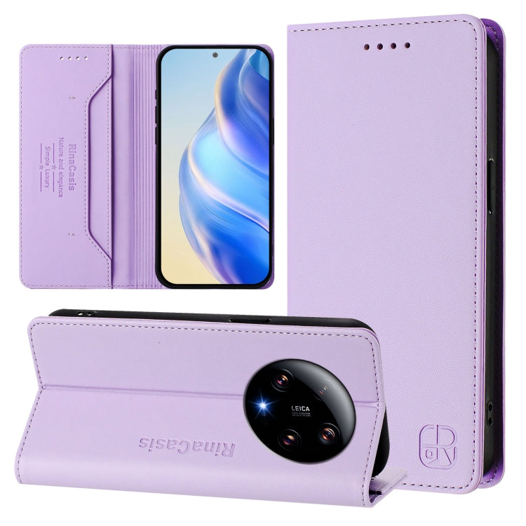RC01 Dual-Folded Magnetic Suction RFID Leather Phone Case, For Xiaomi 13 Ultra, For Xiaomi Civi 3 5G, For Xiaomi 13 Lite 5G / Civi 2, For Xiaomi 13 Pro 5G, For Xiaomi 13 5G, For Xiaomi 12S Ultra