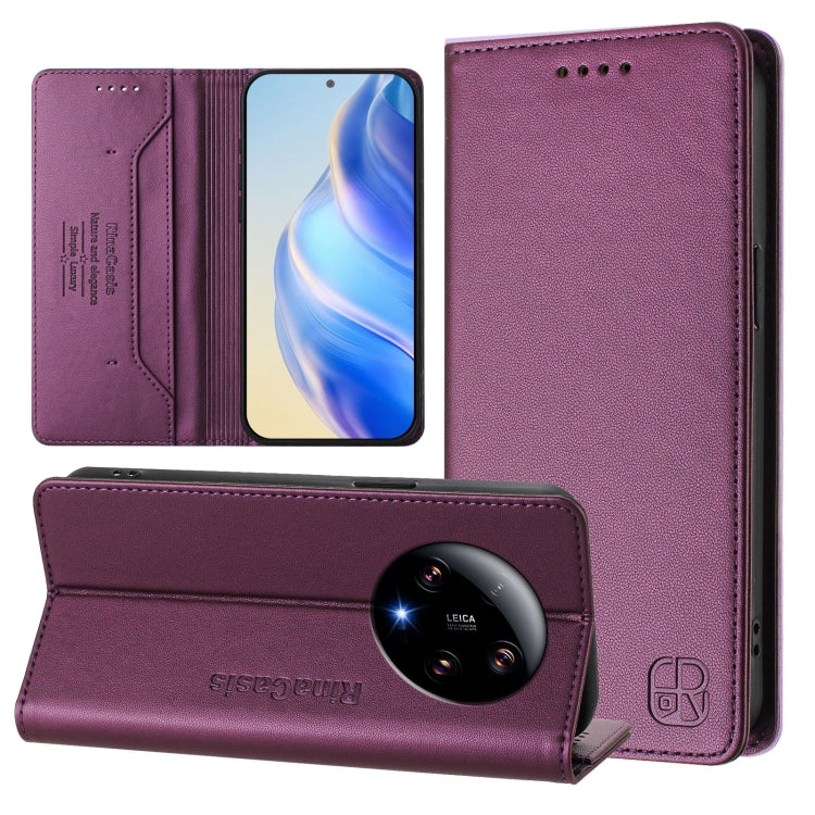 RC01 Dual-Folded Magnetic Suction RFID Leather Phone Case, For Xiaomi 13 Ultra, For Xiaomi Civi 3 5G, For Xiaomi 13 Lite 5G / Civi 2, For Xiaomi 13 Pro 5G, For Xiaomi 13 5G, For Xiaomi 12S Ultra