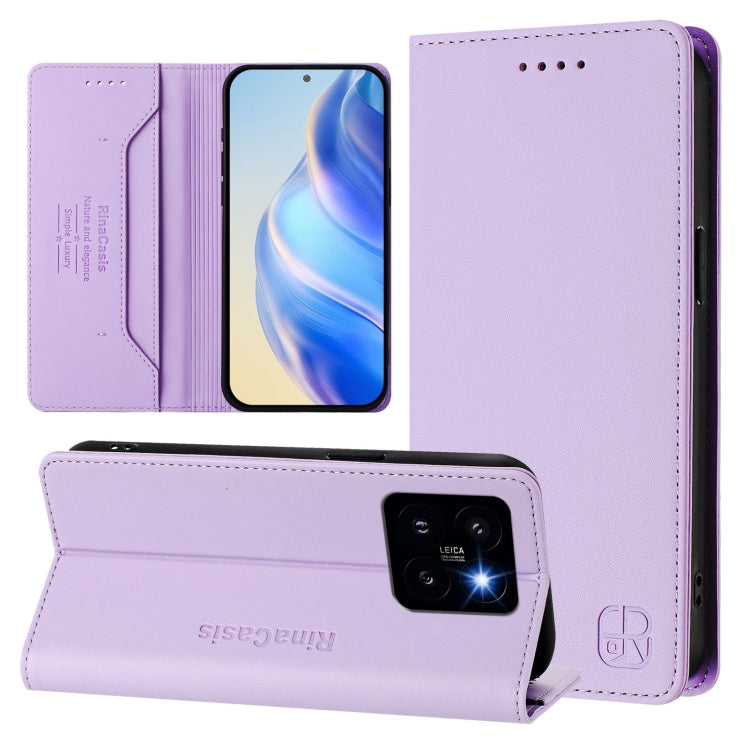 RC01 Dual-Folded Magnetic Suction RFID Leather Phone Case, For Xiaomi Poco X6 Neo 5G, For Xiaomi Poco X6 Pro / Redmi K70E, For Xiaomi Poco X6 5G / Redmi Note 13 Pro 5G, For Xiaomi 14 Ultra 5G, For Xiaomi 14 Pro 5G, For Xiaomi 14 5G