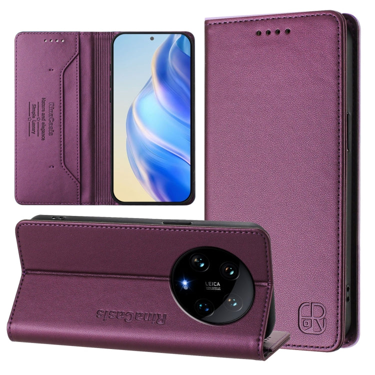 RC01 Dual-Folded Magnetic Suction RFID Leather Phone Case, For Xiaomi Poco X6 Neo 5G, For Xiaomi Poco X6 Pro / Redmi K70E, For Xiaomi Poco X6 5G / Redmi Note 13 Pro 5G, For Xiaomi 14 Ultra 5G, For Xiaomi 14 Pro 5G, For Xiaomi 14 5G