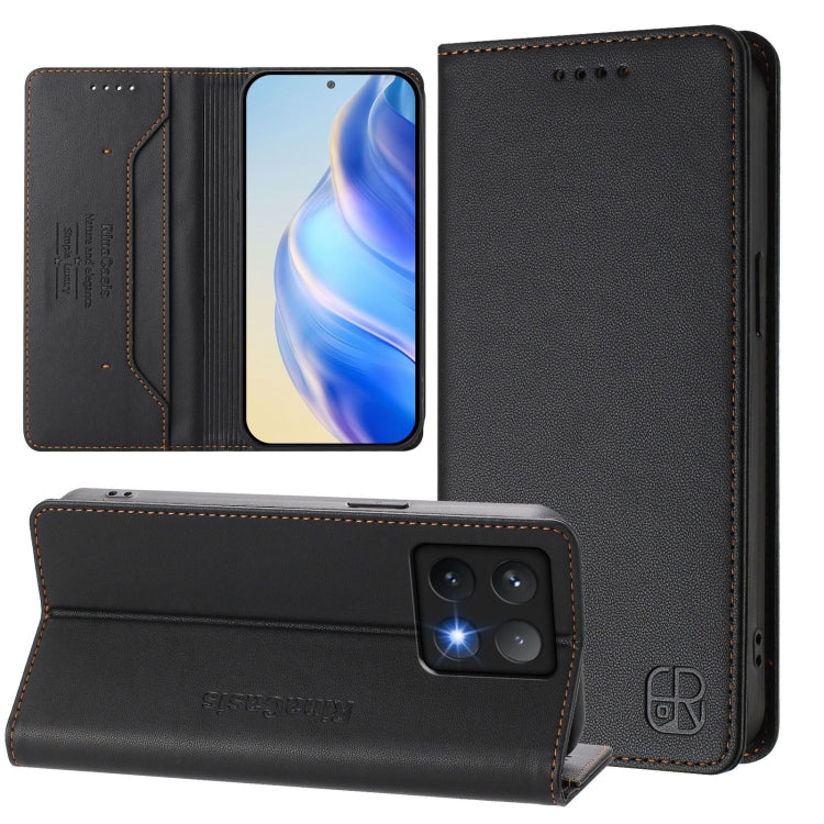 RC01 Dual-Folded Magnetic Suction RFID Leather Phone Case, For Xiaomi 15 Pro, For Xiaomi 15, For Xiaomi 14T Pro, For Xiaomi 14T, For Xiaomi Poco F6 5G, For Xiaomi Poco F6 Pro 5G