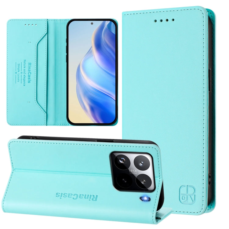 RC01 Dual-Folded Magnetic Suction RFID Leather Phone Case, For Xiaomi 15 Pro, For Xiaomi 15, For Xiaomi 14T Pro, For Xiaomi 14T, For Xiaomi Poco F6 5G, For Xiaomi Poco F6 Pro 5G