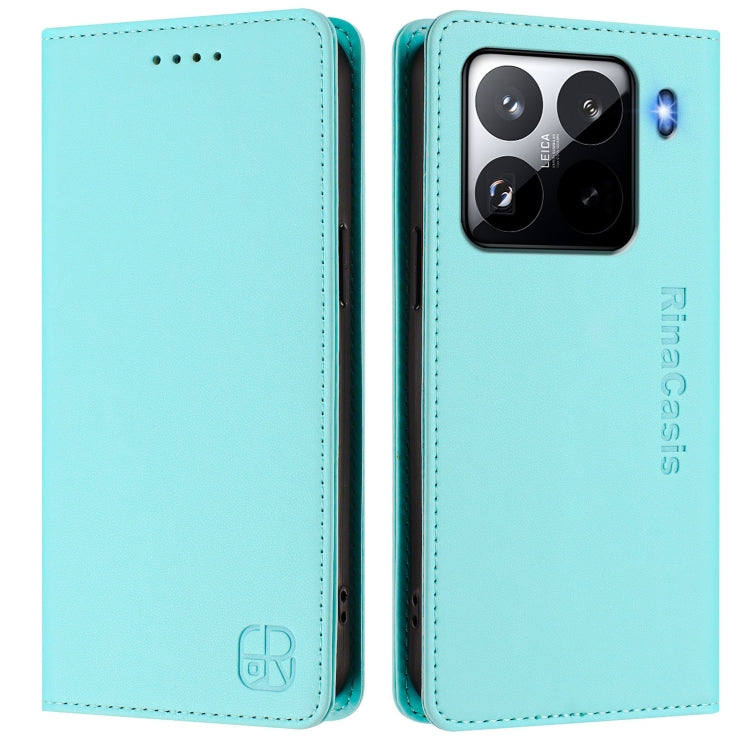 RC01 Dual-Folded Magnetic Suction RFID Leather Phone Case, For Xiaomi 15 Pro, For Xiaomi 15, For Xiaomi 14T Pro, For Xiaomi 14T, For Xiaomi Poco F6 5G, For Xiaomi Poco F6 Pro 5G