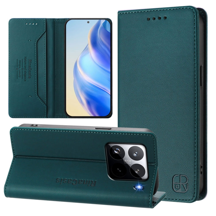 RC01 Dual-Folded Magnetic Suction RFID Leather Phone Case, For Xiaomi 15 Pro, For Xiaomi 15, For Xiaomi 14T Pro, For Xiaomi 14T, For Xiaomi Poco F6 5G, For Xiaomi Poco F6 Pro 5G