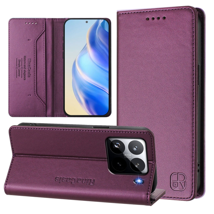 RC01 Dual-Folded Magnetic Suction RFID Leather Phone Case, For Xiaomi 15 Pro, For Xiaomi 15, For Xiaomi 14T Pro, For Xiaomi 14T, For Xiaomi Poco F6 5G, For Xiaomi Poco F6 Pro 5G