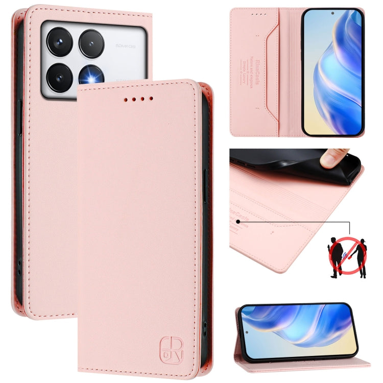 RC01 Dual-Folded Magnetic Suction RFID Leather Phone Case, For Xiaomi 15 Pro, For Xiaomi 15, For Xiaomi 14T Pro, For Xiaomi 14T, For Xiaomi Poco F6 5G, For Xiaomi Poco F6 Pro 5G