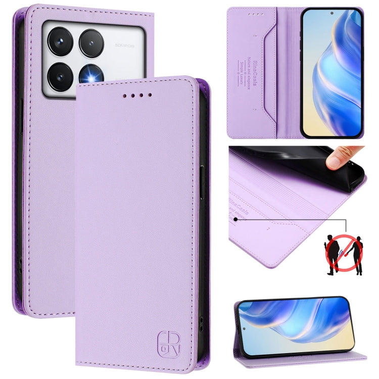 RC01 Dual-Folded Magnetic Suction RFID Leather Phone Case, For Xiaomi 15 Pro, For Xiaomi 15, For Xiaomi 14T Pro, For Xiaomi 14T, For Xiaomi Poco F6 5G, For Xiaomi Poco F6 Pro 5G