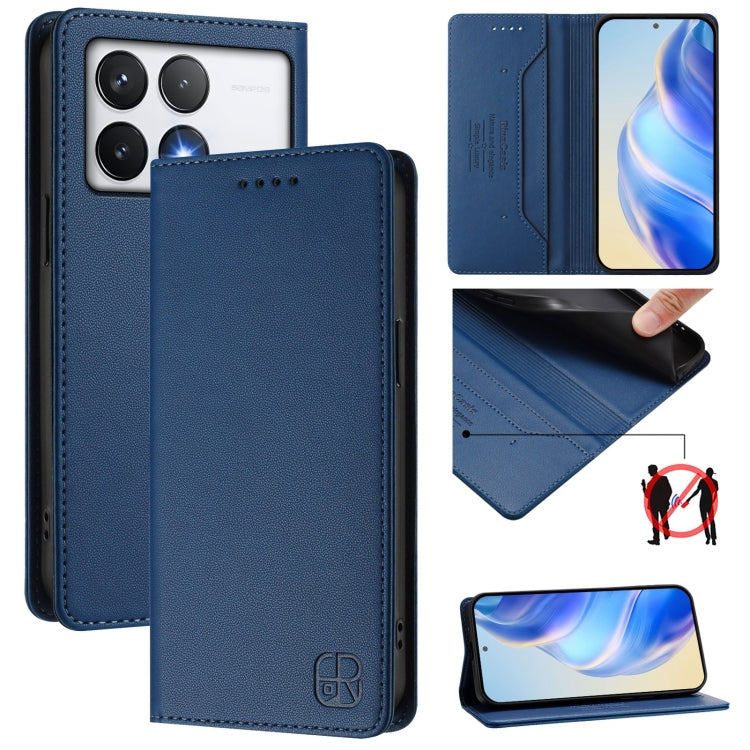 RC01 Dual-Folded Magnetic Suction RFID Leather Phone Case, For Xiaomi 15 Pro, For Xiaomi 15, For Xiaomi 14T Pro, For Xiaomi 14T, For Xiaomi Poco F6 5G, For Xiaomi Poco F6 Pro 5G