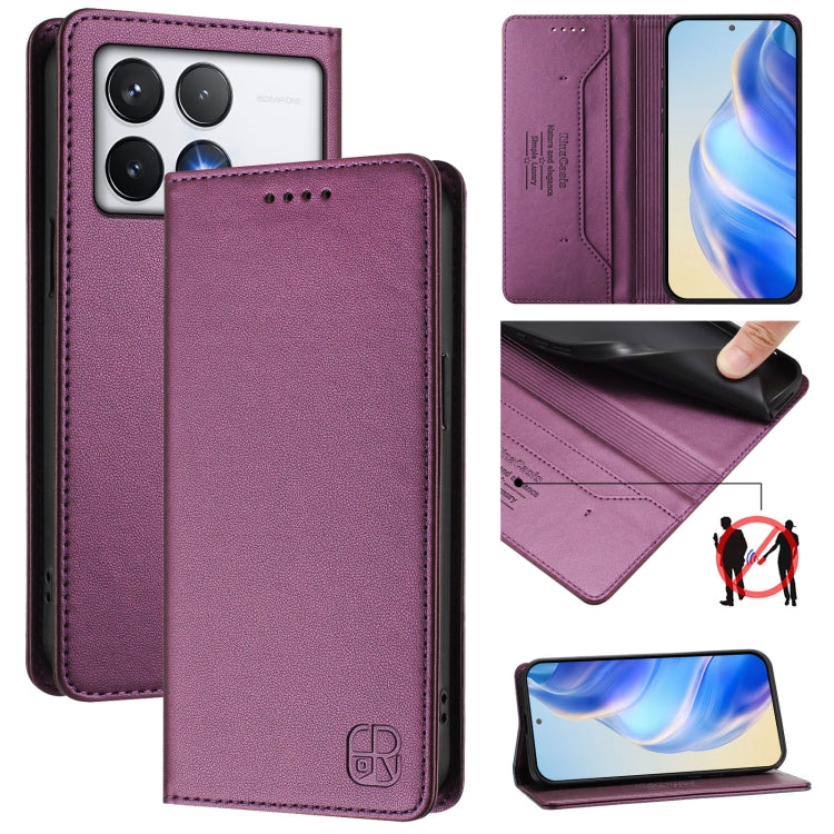 RC01 Dual-Folded Magnetic Suction RFID Leather Phone Case, For Xiaomi 15 Pro, For Xiaomi 15, For Xiaomi 14T Pro, For Xiaomi 14T, For Xiaomi Poco F6 5G, For Xiaomi Poco F6 Pro 5G