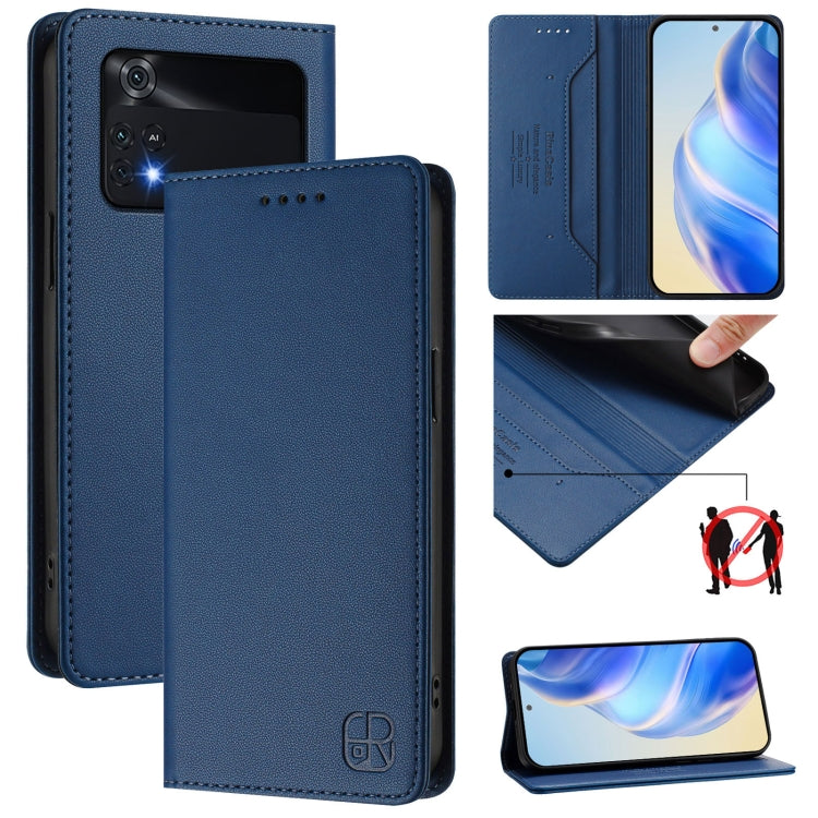 RC01 Dual-Folded Magnetic Suction RFID Leather Phone Case, For Xiaomi Poco X4 Pro 5G, For Xiaomi Mi 11 Lite / Mi 11 Lite 5G, For Xiaomi 11T / 11T Pro, For Xiaomi Poco X3 GT, For Xiaomi Poco X3 / X3 NFC / X3 Pro, For Xiaomi Mi 11 Ultra
