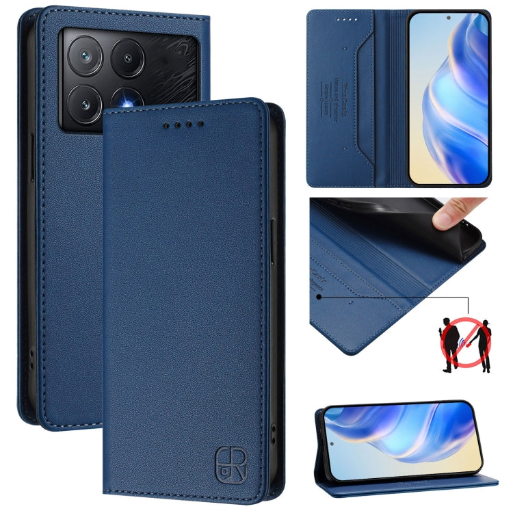 RC01 Dual-Folded Magnetic Suction RFID Leather Phone Case, For Xiaomi Poco X6 Neo 5G, For Xiaomi Poco X6 Pro / Redmi K70E, For Xiaomi Poco X6 5G / Redmi Note 13 Pro 5G, For Xiaomi 14 Ultra 5G, For Xiaomi 14 Pro 5G, For Xiaomi 14 5G