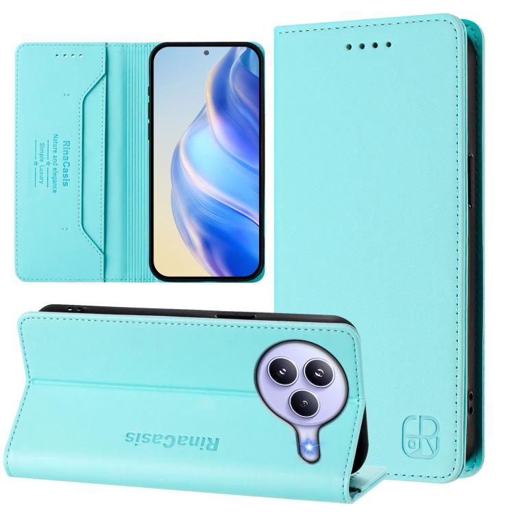 RC01 Dual-Folded Magnetic Suction RFID Leather Phone Case, For Xiaomi 17 Max 5G, For Xiaomi 17T Pro 5G, For Xiaomi Poco M7 4G 169mm, For Xiaomi 15T Pro, For Xiaomi 15T, For Xiaomi Civi 5 Pro Curved