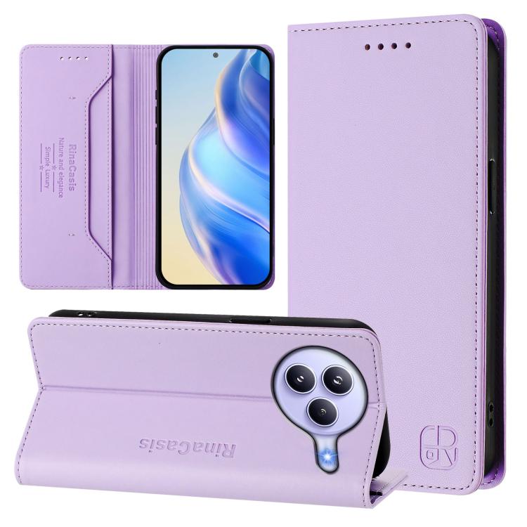 RC01 Dual-Folded Magnetic Suction RFID Leather Phone Case, For Xiaomi 17 Max 5G, For Xiaomi 17T Pro 5G, For Xiaomi Poco M7 4G 169mm, For Xiaomi 15T Pro, For Xiaomi 15T, For Xiaomi Civi 5 Pro Curved