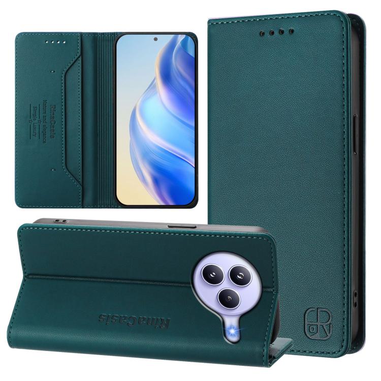 RC01 Dual-Folded Magnetic Suction RFID Leather Phone Case, For Xiaomi 17 Max 5G, For Xiaomi 17T Pro 5G, For Xiaomi Poco M7 4G 169mm, For Xiaomi 15T Pro, For Xiaomi 15T, For Xiaomi Civi 5 Pro Curved