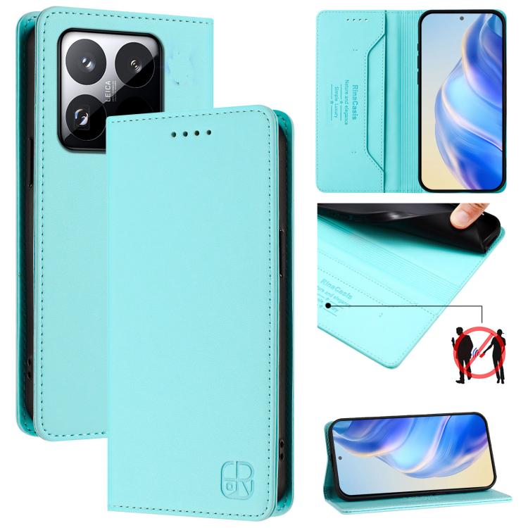 RC01 Dual-Folded Magnetic Suction RFID Leather Phone Case, For Xiaomi 17 Max 5G, For Xiaomi 17T Pro 5G, For Xiaomi Poco M7 4G 169mm, For Xiaomi 15T Pro, For Xiaomi 15T, For Xiaomi Civi 5 Pro Curved