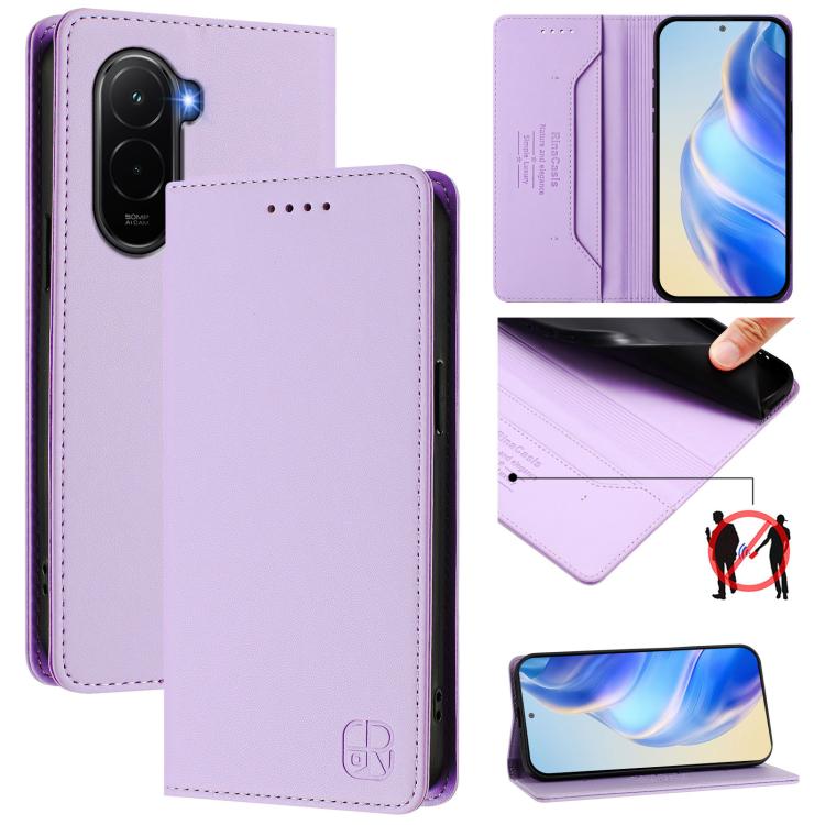 RC01 Dual-Folded Magnetic Suction RFID Leather Phone Case, For Xiaomi 17 Max 5G, For Xiaomi 17T Pro 5G, For Xiaomi Poco M7 4G 169mm, For Xiaomi 15T Pro, For Xiaomi 15T, For Xiaomi Civi 5 Pro Curved