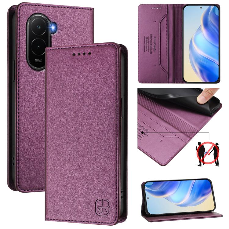 RC01 Dual-Folded Magnetic Suction RFID Leather Phone Case, For Xiaomi 17 Max 5G, For Xiaomi 17T Pro 5G, For Xiaomi Poco M7 4G 169mm, For Xiaomi 15T Pro, For Xiaomi 15T, For Xiaomi Civi 5 Pro Curved