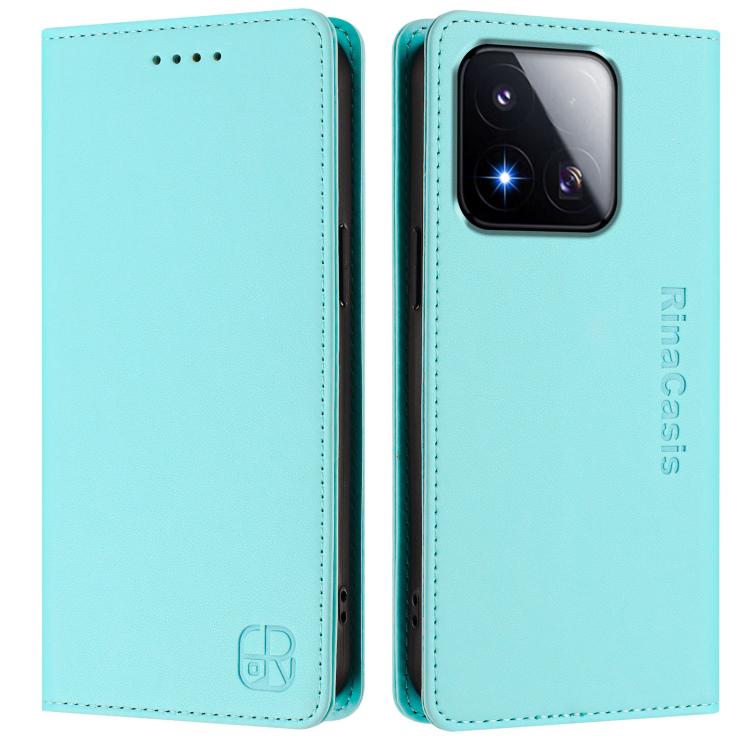 RC01 Dual-Folded Magnetic Suction RFID Leather Phone Case, For Xiaomi 17 Max 5G, For Xiaomi 17T Pro 5G, For Xiaomi Poco M7 4G 169mm, For Xiaomi 15T Pro, For Xiaomi 15T, For Xiaomi Civi 5 Pro Curved