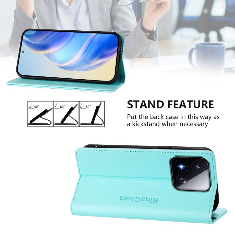 RC01 Dual-Folded Magnetic Suction RFID Leather Phone Case, For Xiaomi 17 Max 5G, For Xiaomi 17T Pro 5G, For Xiaomi Poco M7 4G 169mm, For Xiaomi 15T Pro, For Xiaomi 15T, For Xiaomi Civi 5 Pro Curved