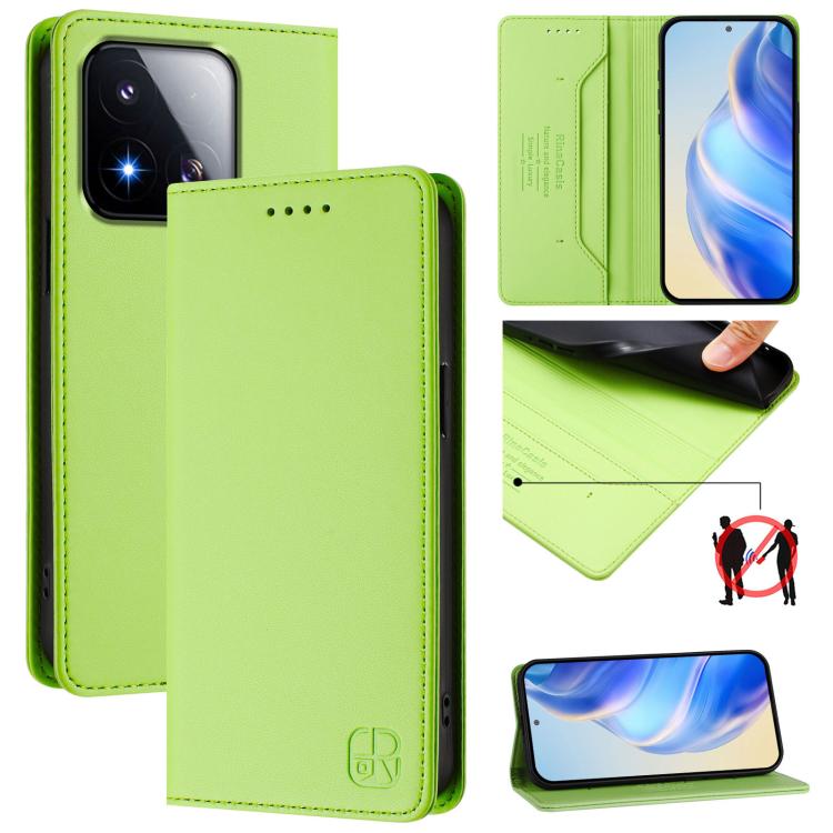 RC01 Dual-Folded Magnetic Suction RFID Leather Phone Case, For Xiaomi 17 Max 5G, For Xiaomi 17T Pro 5G, For Xiaomi Poco M7 4G 169mm, For Xiaomi 15T Pro, For Xiaomi 15T, For Xiaomi Civi 5 Pro Curved