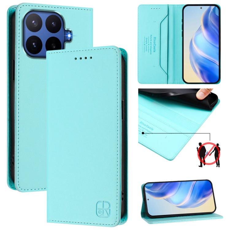 RC01 Dual-Folded Magnetic Suction RFID Leather Phone Case, For Xiaomi 17 Max 5G, For Xiaomi 17T Pro 5G, For Xiaomi Poco M7 4G 169mm, For Xiaomi 15T Pro, For Xiaomi 15T, For Xiaomi Civi 5 Pro Curved