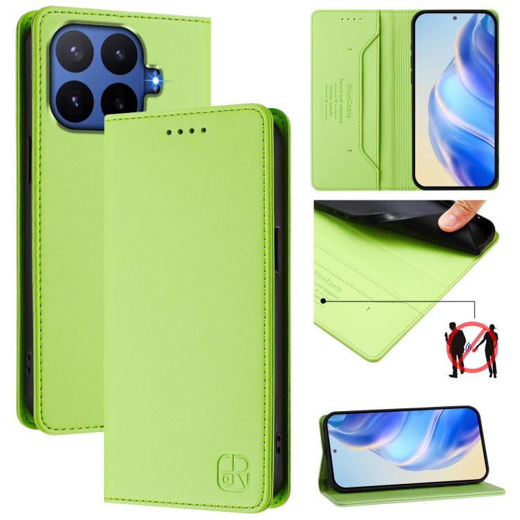 RC01 Dual-Folded Magnetic Suction RFID Leather Phone Case, For Xiaomi 17 Max 5G, For Xiaomi 17T Pro 5G, For Xiaomi Poco M7 4G 169mm, For Xiaomi 15T Pro, For Xiaomi 15T, For Xiaomi Civi 5 Pro Curved