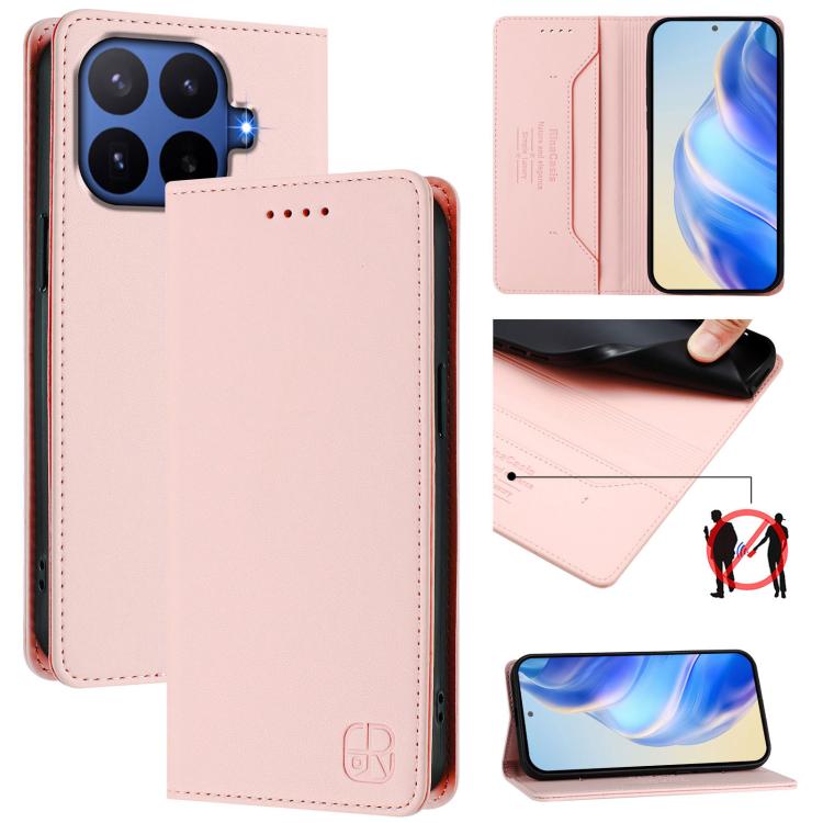 RC01 Dual-Folded Magnetic Suction RFID Leather Phone Case, For Xiaomi 17 Max 5G, For Xiaomi 17T Pro 5G, For Xiaomi Poco M7 4G 169mm, For Xiaomi 15T Pro, For Xiaomi 15T, For Xiaomi Civi 5 Pro Curved