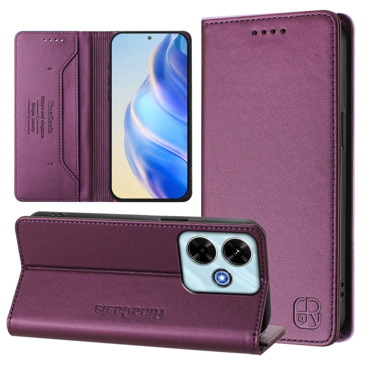 RC01 Dual-Folded Magnetic Suction RFID Leather Phone Case, For Redmi 13 5G / 4G Global, For Redmi A3 / Xiaomi Poco C61 4G Global, For Redmi Note 13 Pro 4G Global, For Redmi Note 13 4G Global, For Redmi 13C 5G / 4G Global, For Redmi Note 13 5G Global