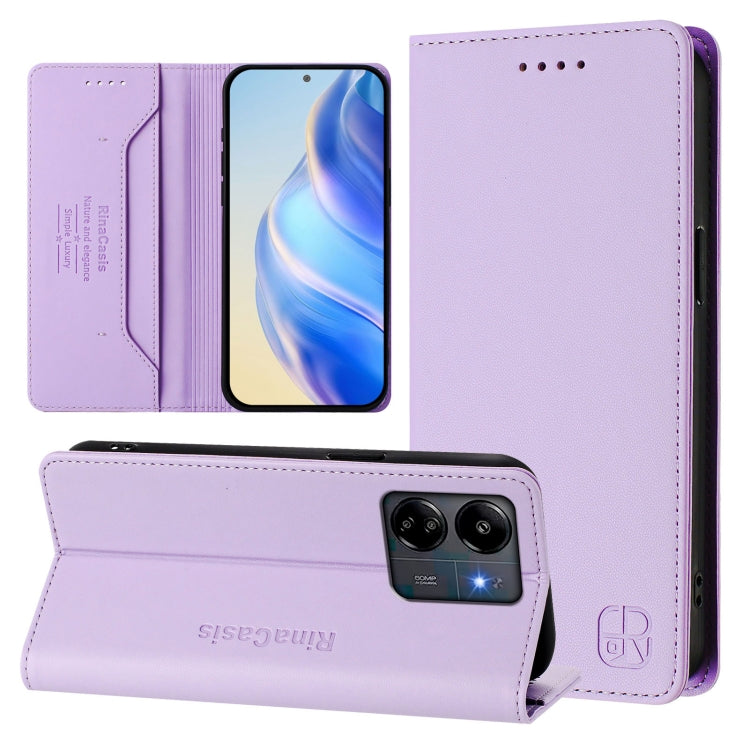 RC01 Dual-Folded Magnetic Suction RFID Leather Phone Case, For Redmi 13 5G / 4G Global, For Redmi A3 / Xiaomi Poco C61 4G Global, For Redmi Note 13 Pro 4G Global, For Redmi Note 13 4G Global, For Redmi 13C 5G / 4G Global, For Redmi Note 13 5G Global
