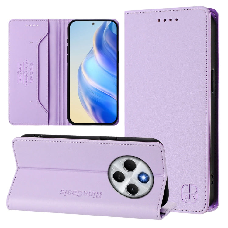 RC01 Dual-Folded Magnetic Suction RFID Leather Phone Case, For Redmi K80 / K80 Pro, For Redmi Note 14 Pro 4G, For Redmi Note 14 4G 163.25mm, For Redmi Note 14 5G, For Redmi 14C 4G / 14R 5G Global, For Redmi K70 Ultra 5G Global