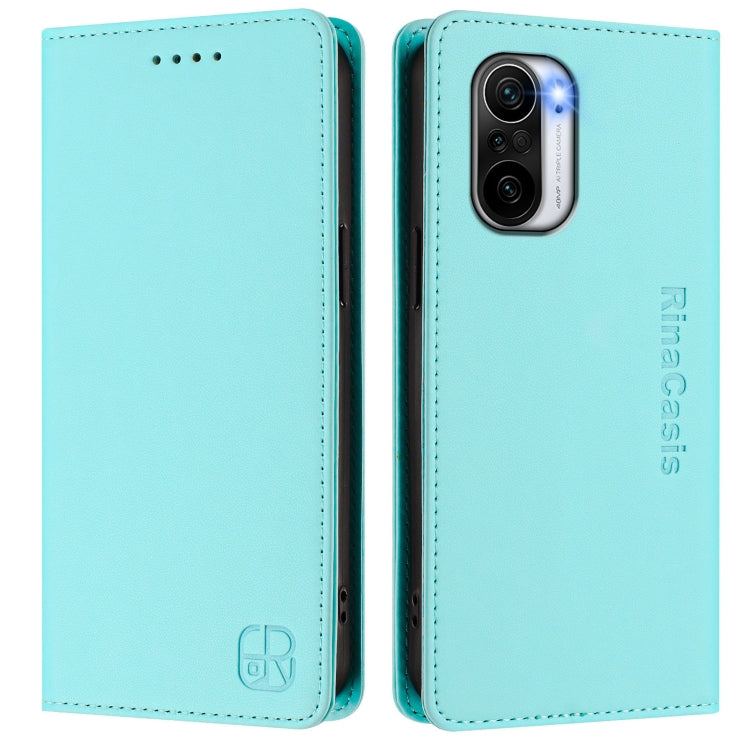 RC01 Dual-Folded Magnetic Suction RFID Leather Phone Case, For Redmi K40 / K40 Pro