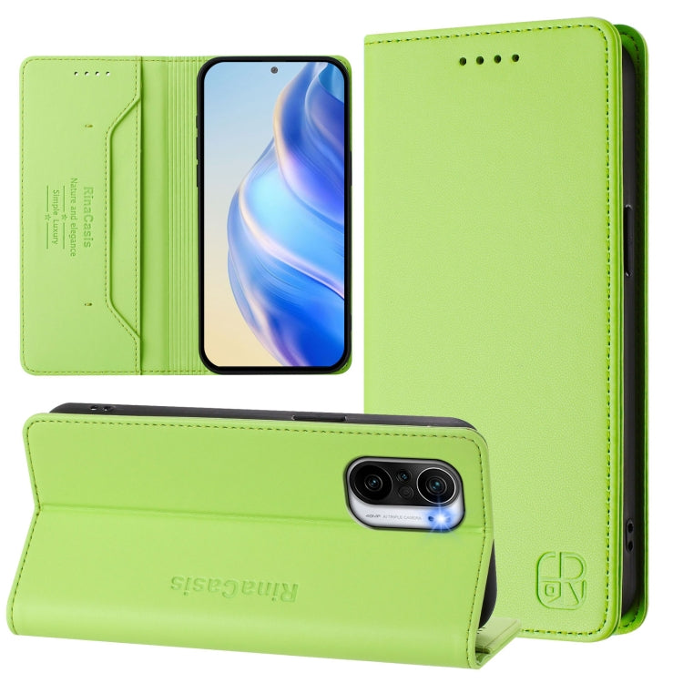 RC01 Dual-Folded Magnetic Suction RFID Leather Phone Case, For Redmi K40 / K40 Pro
