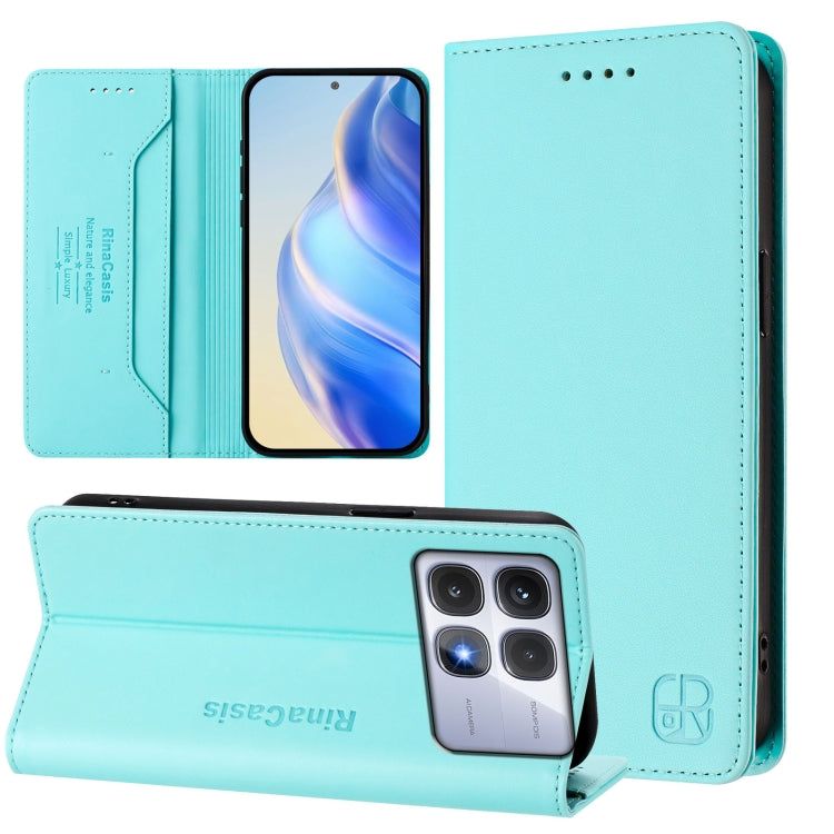 RC01 Dual-Folded Magnetic Suction RFID Leather Phone Case, For Redmi K80 / K80 Pro, For Redmi Note 14 Pro 4G, For Redmi Note 14 4G 163.25mm, For Redmi Note 14 5G, For Redmi 14C 4G / 14R 5G Global, For Redmi K70 Ultra 5G Global