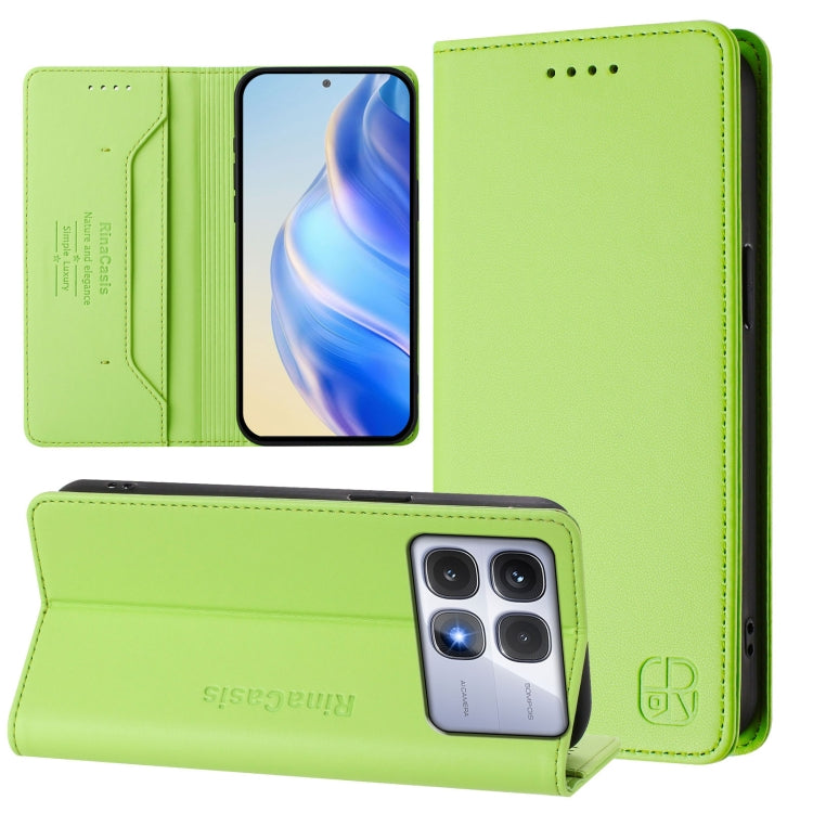 RC01 Dual-Folded Magnetic Suction RFID Leather Phone Case, For Redmi K80 / K80 Pro, For Redmi Note 14 Pro 4G, For Redmi Note 14 4G 163.25mm, For Redmi Note 14 5G, For Redmi 14C 4G / 14R 5G Global, For Redmi K70 Ultra 5G Global