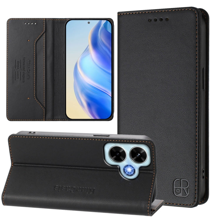 RC01 Dual-Folded Magnetic Suction RFID Leather Phone Case, For Redmi 13 5G / 4G Global, For Redmi A3 / Xiaomi Poco C61 4G Global, For Redmi Note 13 Pro 4G Global, For Redmi Note 13 4G Global, For Redmi 13C 5G / 4G Global, For Redmi Note 13 5G Global