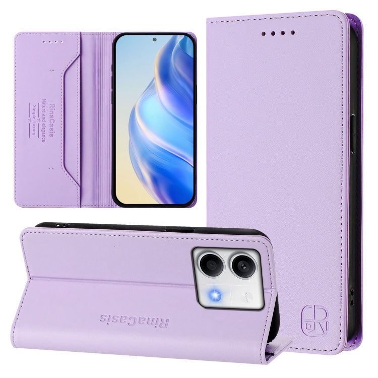 RC01 Dual-Folded Magnetic Suction RFID Leather Phone Case, For Redmi 13 5G / 4G Global, For Redmi A3 / Xiaomi Poco C61 4G Global, For Redmi Note 13 Pro 4G Global, For Redmi Note 13 4G Global, For Redmi 13C 5G / 4G Global, For Redmi Note 13 5G Global