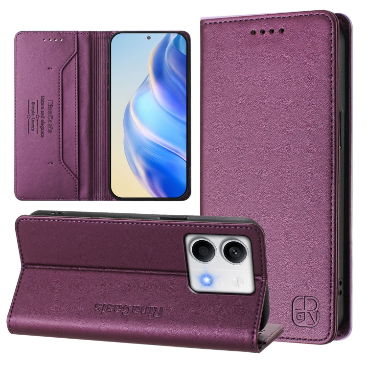 RC01 Dual-Folded Magnetic Suction RFID Leather Phone Case, For Redmi 13 5G / 4G Global, For Redmi A3 / Xiaomi Poco C61 4G Global, For Redmi Note 13 Pro 4G Global, For Redmi Note 13 4G Global, For Redmi 13C 5G / 4G Global, For Redmi Note 13 5G Global