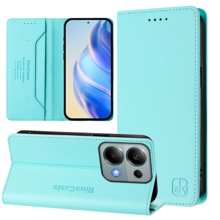 RC01 Dual-Folded Magnetic Suction RFID Leather Phone Case, For Redmi 13 5G / 4G Global, For Redmi A3 / Xiaomi Poco C61 4G Global, For Redmi Note 13 Pro 4G Global, For Redmi Note 13 4G Global, For Redmi 13C 5G / 4G Global, For Redmi Note 13 5G Global