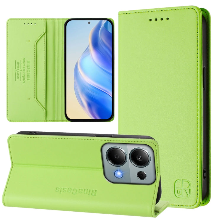 RC01 Dual-Folded Magnetic Suction RFID Leather Phone Case, For Redmi 13 5G / 4G Global, For Redmi A3 / Xiaomi Poco C61 4G Global, For Redmi Note 13 Pro 4G Global, For Redmi Note 13 4G Global, For Redmi 13C 5G / 4G Global, For Redmi Note 13 5G Global
